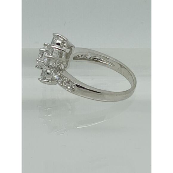 4.06CT Vintage White Gold Plated Floral Cluster Cocktail Engagement Ring Size 6 - Picture 5 of 8